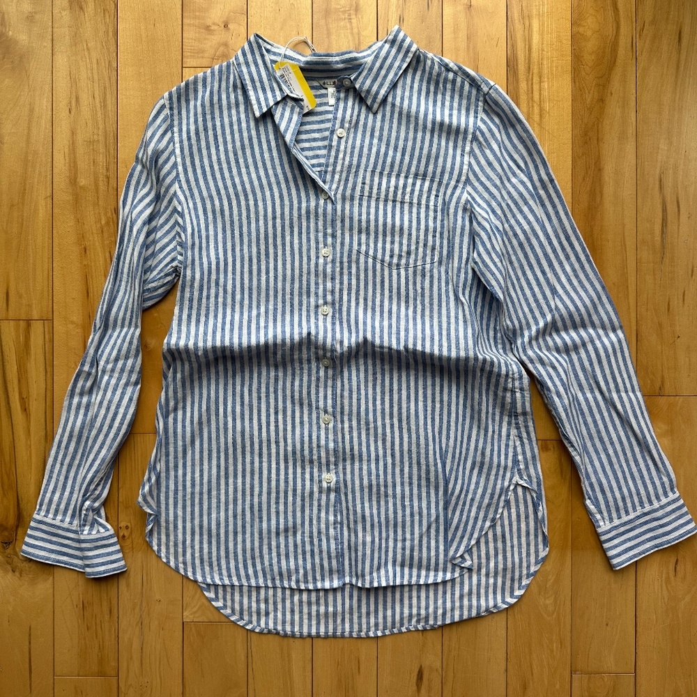 Women's‎ Premium Washable Linen Shirt, Tunic Stripe NWT